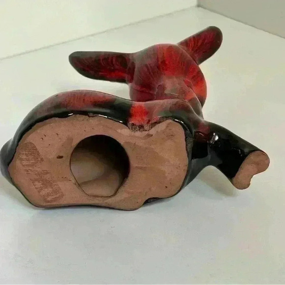 Vintage made in Canada  pottery deer figurine with orange drip glaze - Picture 3 of 4